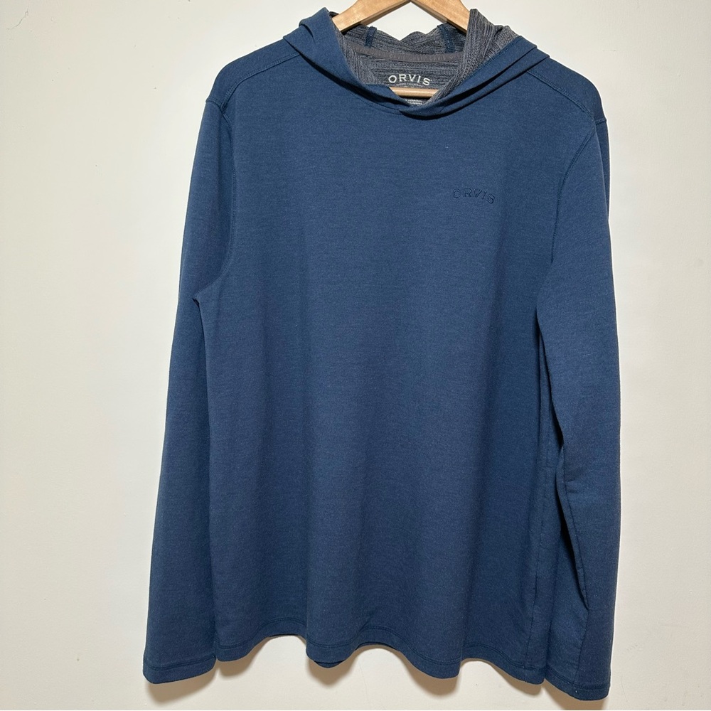 Orvis Lightweight Pullover Hoodie Blue Long Sleeve Classic Collection Men’s L